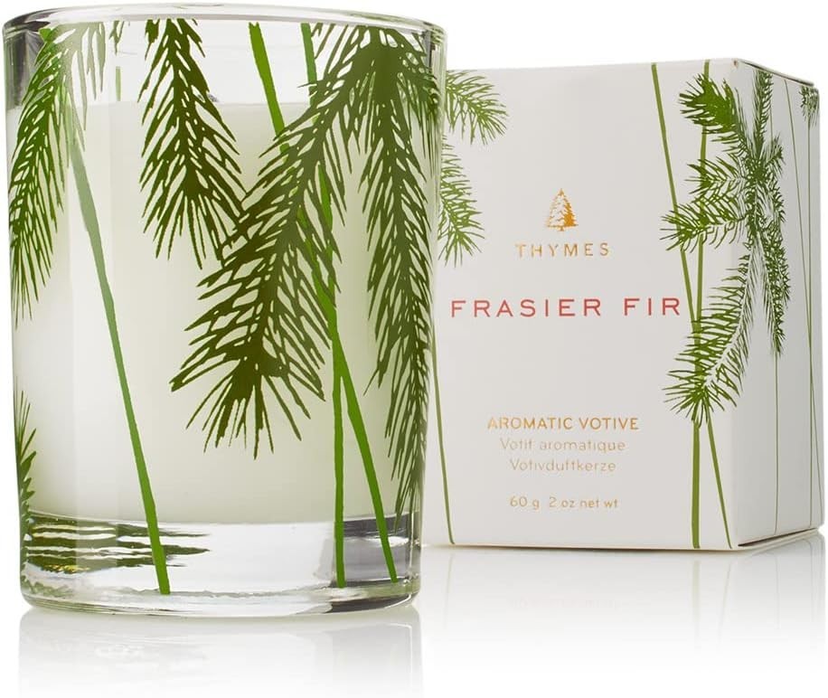 Thymes Frasier Fir Pine Needle Candle – Holiday Candles for Home Christmas 2 oz)