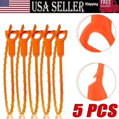 #ad Drain Hair Cather 5 pcs 20 Inch Drain Snake Shower Drain Hair Trap Clog Remover $3.85