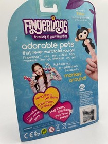 New Fingerlings Finn Interactive Happy  Baby Monkey Black Blue Hair Bonus Stand!