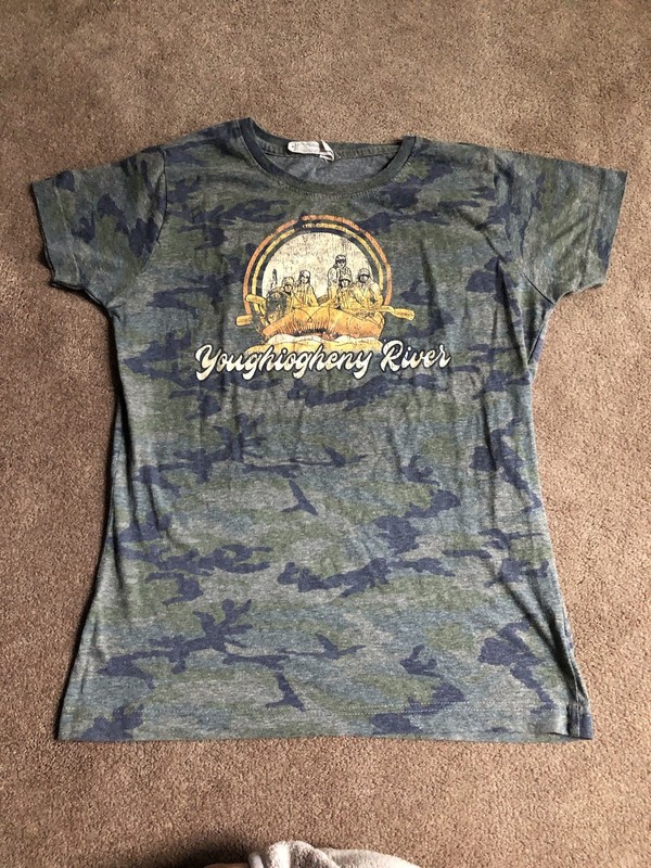 Women’s Youghiogheny River White Water Raftin Camo Shirt Sz Med