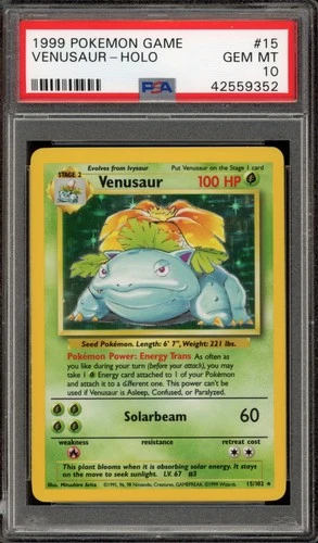 Pokemon Venusaur Base Set Unlimited Holo Rare #15 PSA 10 Gem Mint
