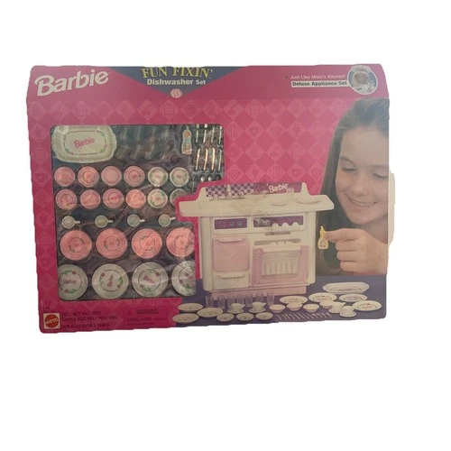 NEW NOS Vintage Mattel BARBIE FUN FIXIN Dishwasher set Dishes Kitchen NRFB 67693