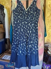 Nine West Navy Blue Geometric Print Sleeveless Fit & Flare Dress Size 8