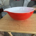 VTG 1950s PYREX Red Friendship Cinderella 4-QT Pour Spout Mixing Bowl #444