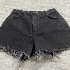 Vintage Levi's 951 Shorts Womens 10 Black Cutoff Frayed Made USA Orange Tab 90s