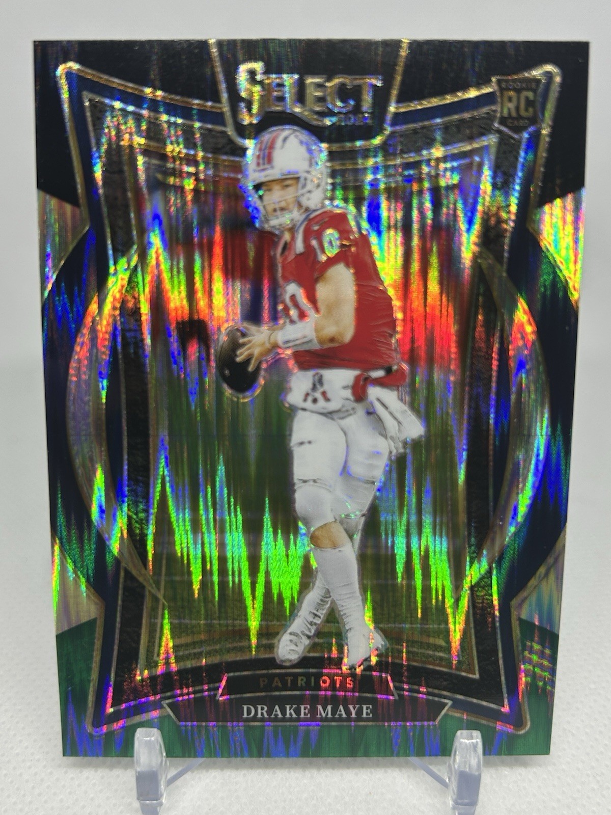 DRAKE MAYE 2024 Select RC BLACK & GREEN PRIZM SHOCK #27 NFL Patriots ROOKIE