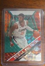 2019-20 Panini Mosaic - Will to Win Paul George #18 Green Mosaic Prizm