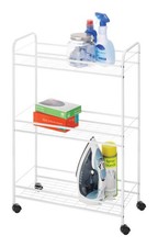 Whitmor 3 Shelf Storage Cart 30-19/32 H x 21-13/16 W White Steel