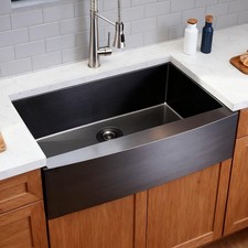 SHACO 33 Inch Black Farmhouse Sink, 33x21 Gunmetal Black 16 Gauge Kitchen Sink