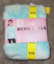 BCBG Girls Plush Hoodie  Legging Small 7/8 Aqua Black Long Sleeve 2 PC Set