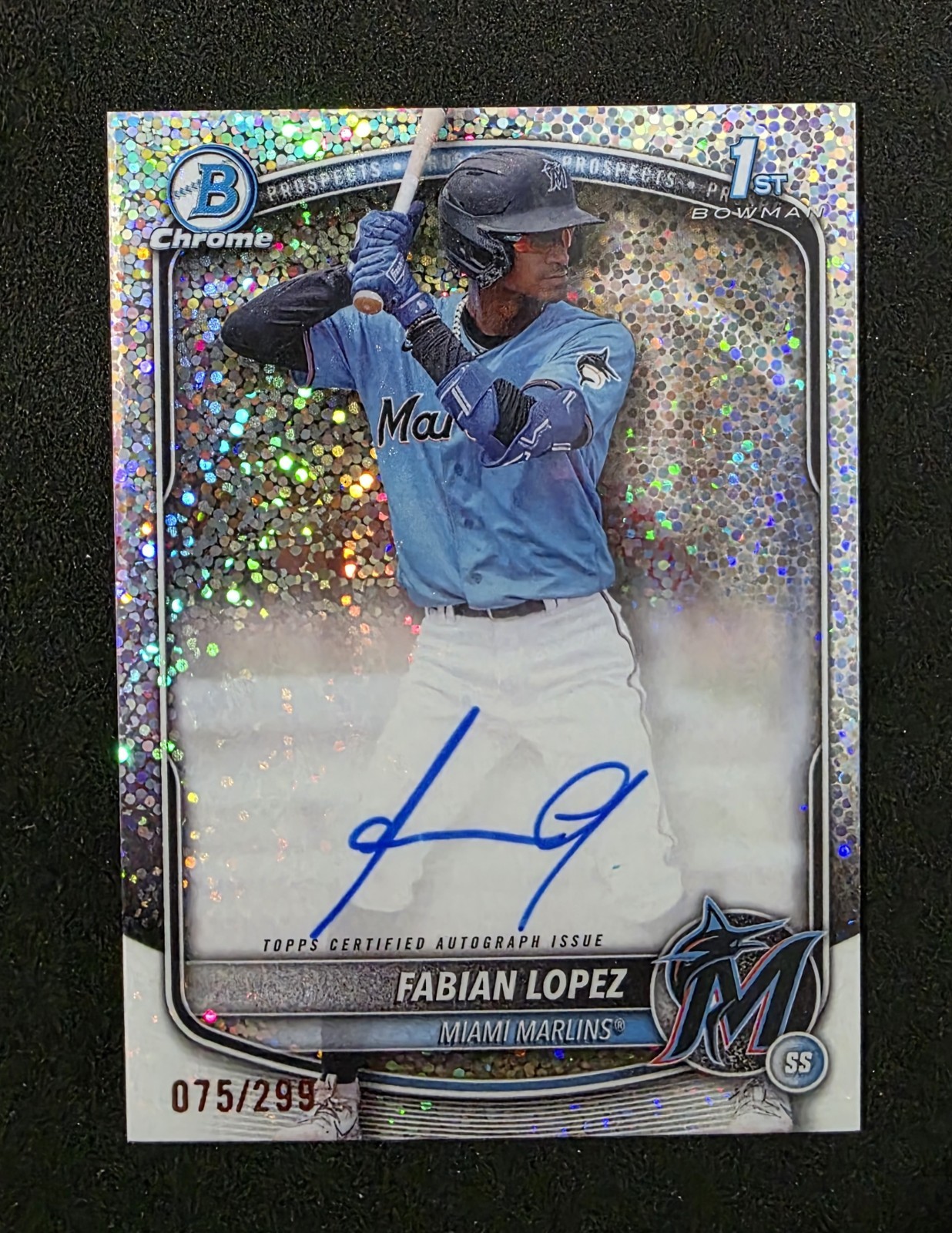 2025 Bowman Chrome - Fabian Lopez 1st Speckle Refractor Autograph /299 - Marlins