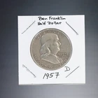 1957-D U.S. BENJAMIN FRANKLIN HALF DOLLAR .50c CIRCULATED SILVER COIN