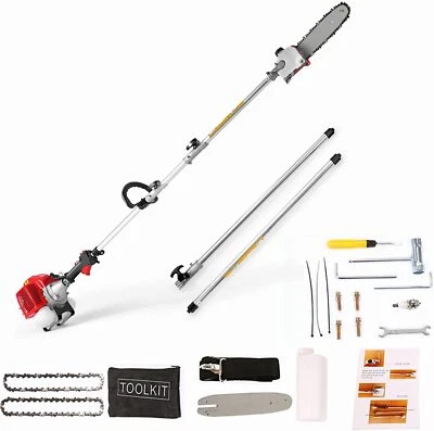 COOCHEER 58CC Gas Powered Chain Pole Saw Tree Trimmer Branch Pruning 3.5-HP 2 Stroke Pole