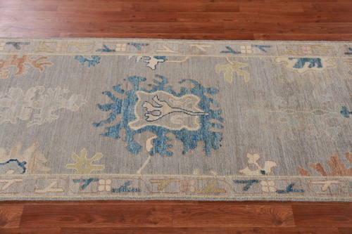 Vegetable Dye Oushak Turkish Hand-knotted Wool Runner Rug for Hallway 3x12 ft - Picture 13 of 18