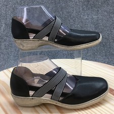 Remonte Shoes Womens 38 Casual Comfort Slip Ons Low Heels D1647 Black Leather