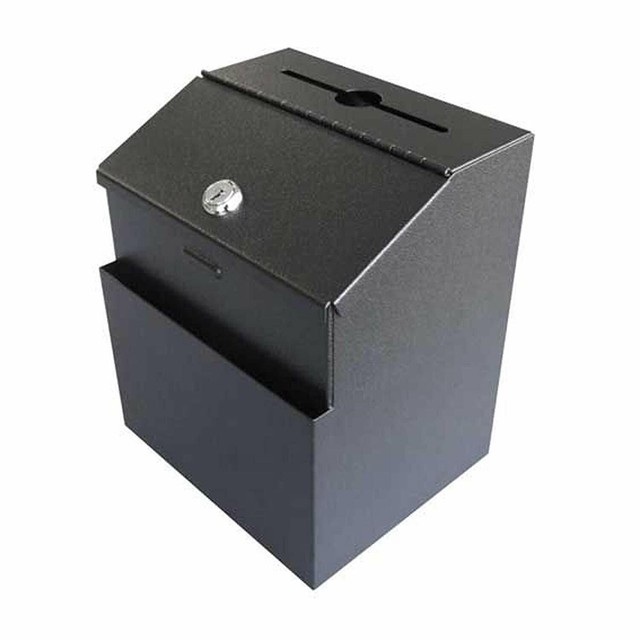 Suggestion Ballot Box Locking Metal Wall Mountable Office Fundraising