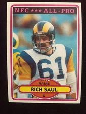 1980 Topps #25 All-Pro Rams Rich Saul Football Card