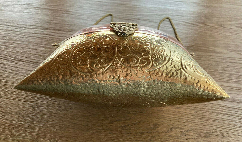 Vintage (30s?) brass & copper Moroccan pillow pur… - image 7