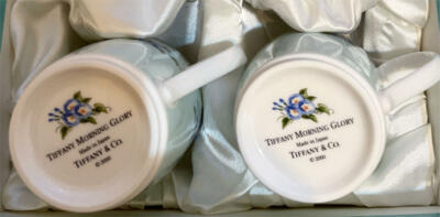 ティファニーTiffany Morning Glory新品カップ2ケーキ皿2枚 Tiffany & Co. Morning Glory Pair Mug Cup Box Set Teacup Tableware