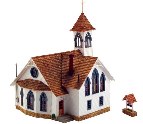 HO- Community Church **BUILT & READY** Woodland Scenics, WOO-BR5041 - Picture 5 of 7