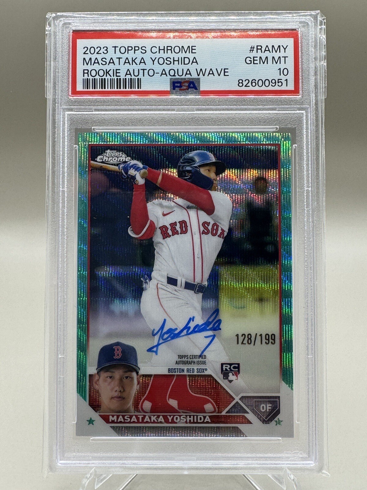 2023 Topps Chrome Masataka Yoshida Aqua Wave RC Auto /199 PSA 10 Red Sox