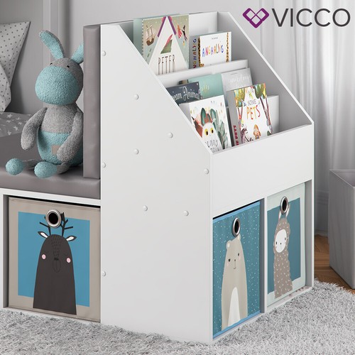 VICCO estantería infantil ONIX con banco de asiento 6 cajas plegables banco - Imagen 5 de 8