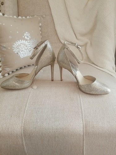 Bellissimo! Nuovo Michael Kors Georgia cinturino alla caviglia oro glitter pompa 6 retai $ 135 - Foto 4 di 6