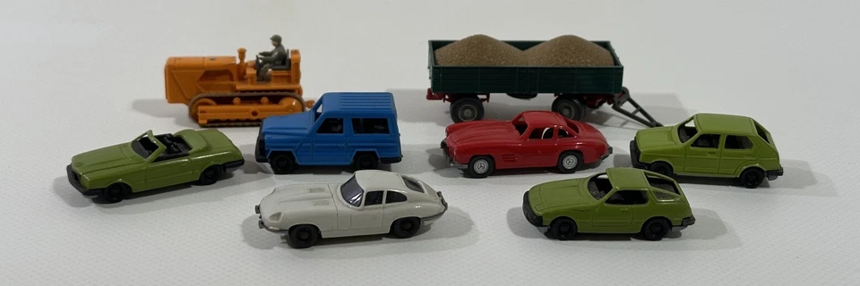 8 Vintage Modellautos / Anhänger  …  1:87 Wiking usw. Retro Modellauto Car U99 - Bild 1 von 4