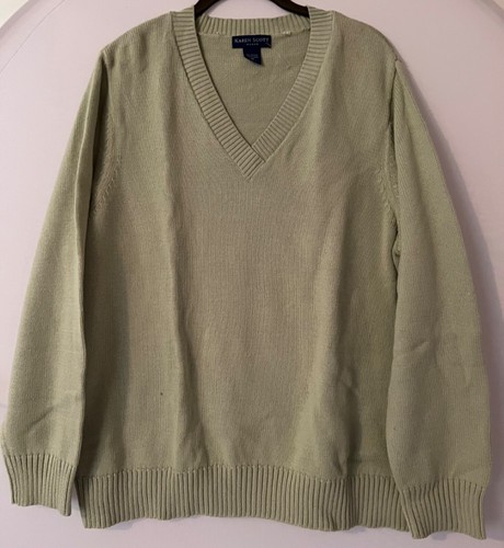 Karen Scott 2pc Sweater & Scarf women Sz 1X Cotton V-Neck L-Sleeve Pull-Over - Picture 6 of 8