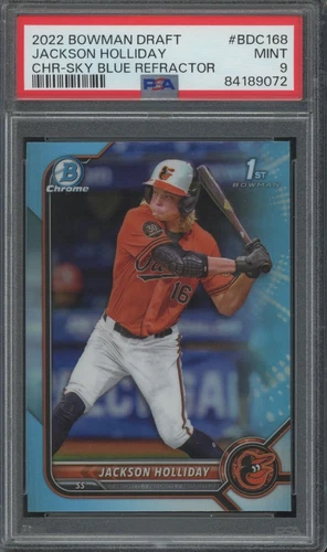2022 Bowman Chrome Jackson Holliday #BDC168 1st Sky Blue Refractor PSA 9 Mint
