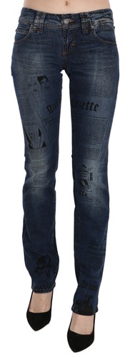 GALLIANO Jeans Blue Newspaper Print Low 