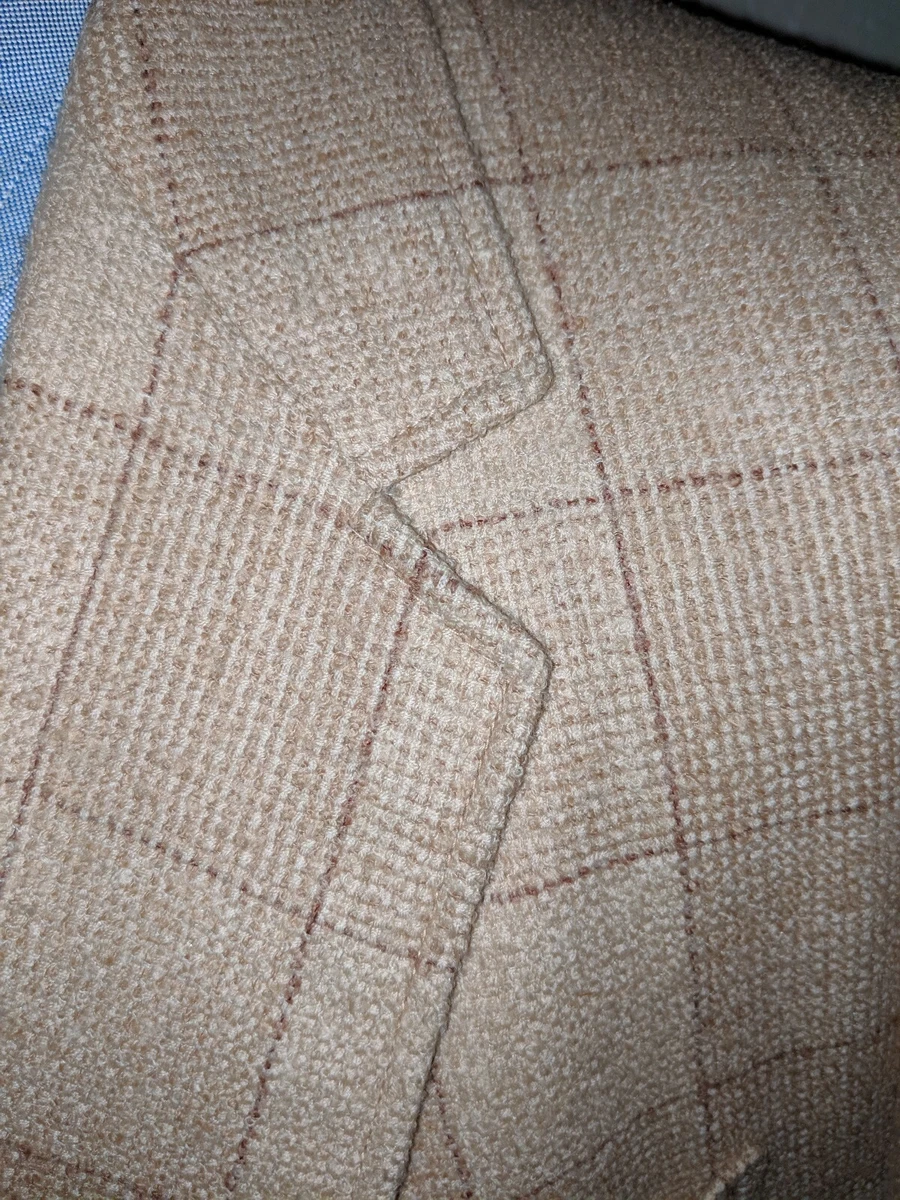 Tan windowpane check coat sale