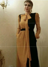 ZARA STUDIO COMBINED DRESS MUSTARD & BLACK LONG SLEEVE NEW SIZE S REF. 8355/021