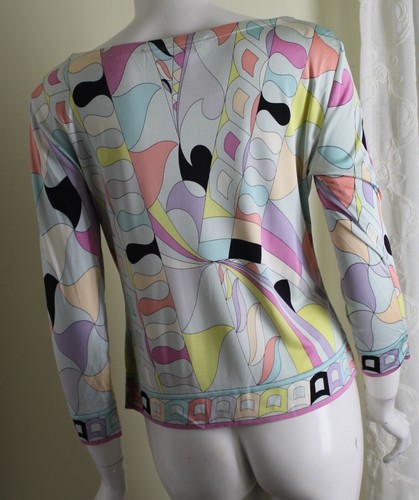 Carlisle 8 RAD 70s 60s Funky Pucci-Esque Lightweight Silk Knit Sweater Top S M - 第 2/8 張圖片