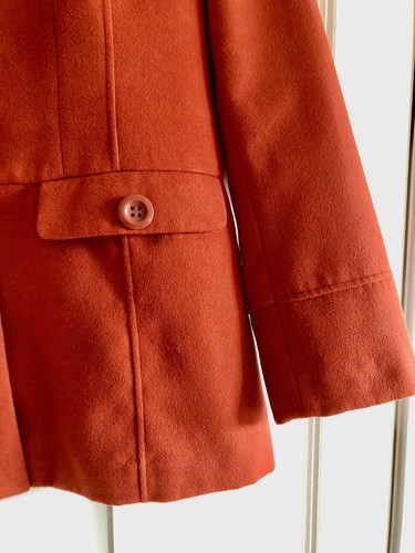 Ladies 18 Wool Feel Single Breast COAT JACKET lined Winter Warm ORANGE - Picture 4 of 5