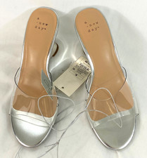 women's a new day shoes size 6.5 beige slip-on clear strap padded round toe