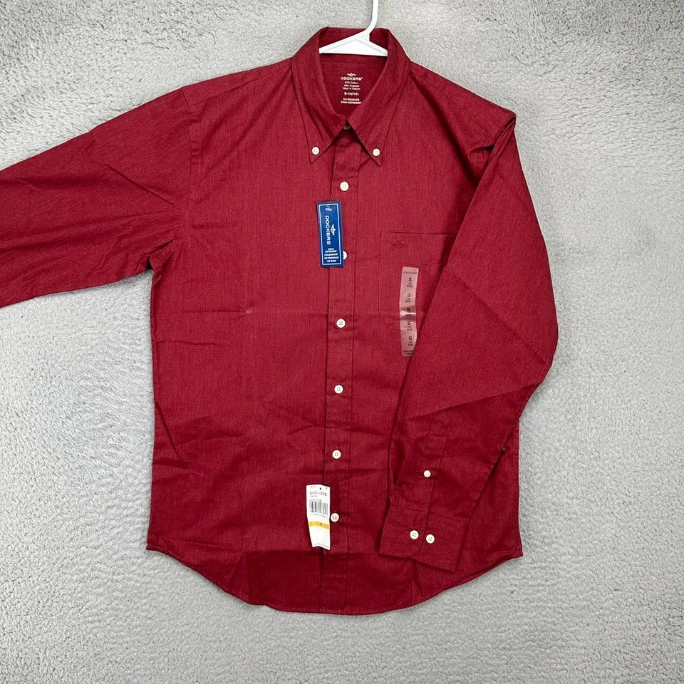 Dockers Shirt Mens Small 14-14.5 Red Dress Button Down Long Sleeve Pocket NEW - Image 4 of 4