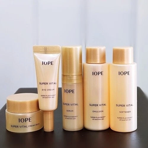 Kit de 5 artículos IOPE Super Vital x 2 juegos suavizante emulsión suero crema crema para ojos Foto 3 de 4