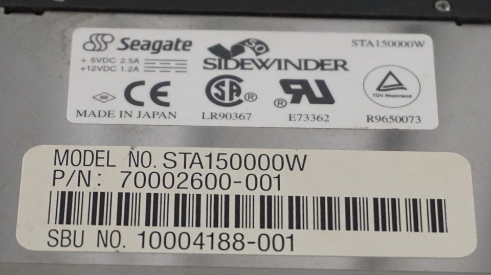 BLACK SEAGATE STA150000W 70002600-001 25GB/50GB AIT-1 SCSI LVD/SE TAPE DRIVE - Image 3 of 4