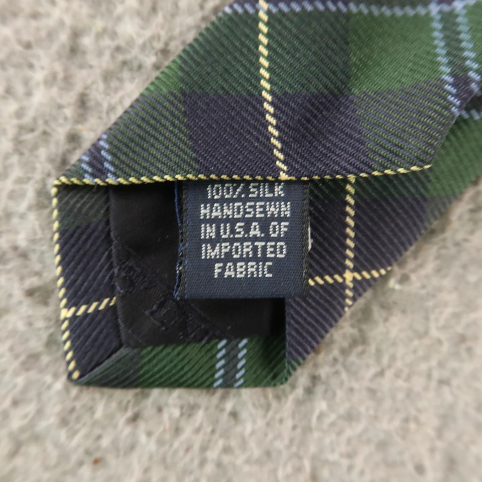 Reloj Lands End Tie Azul Verde Cuadros Tartán Negro 100% Seda EE. UU. 3.25" Foto 4 de 4
