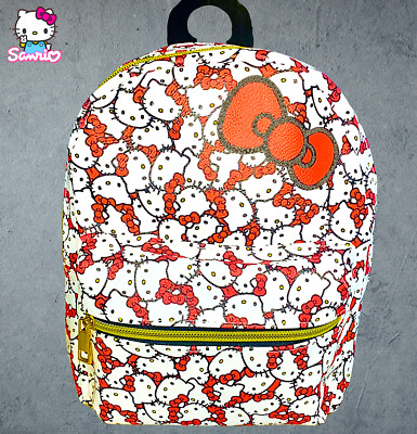 Sanrio Hello Kitty White Leather Mini Backpack Black Pattern  display picture 3