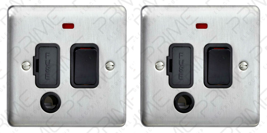 2 x Deta VE1373SSB Switched Spur Connection Units with Neon & Flex Outlet 13 Amp