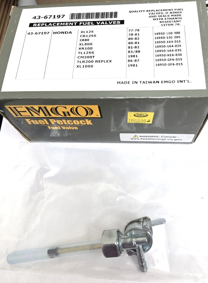 HONDA XL80 XR80 XL100S XR1000 XL125 TL125 CB125S CM200T EMGO PETCOCK Foto 2 de 4