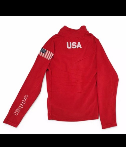 Kappa 6CENTO USA Fleece Jacket Large Red Half-Zip Pullover Ski Team USA Official - Picture 2 of 5