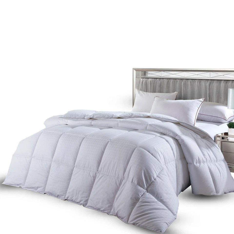 Edredón alternativo 100 % algodón a rayas blanco 300 hilos cuenta regresiva Foto 2 de 4