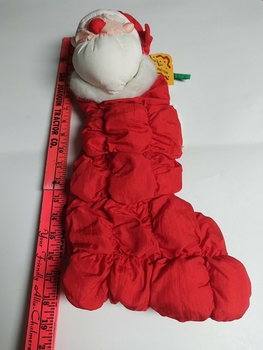 Vintage 1990 Prestige Toy Corp Santa Christmas Stocking Parachute Puffy New  - Picture 4 of 10
