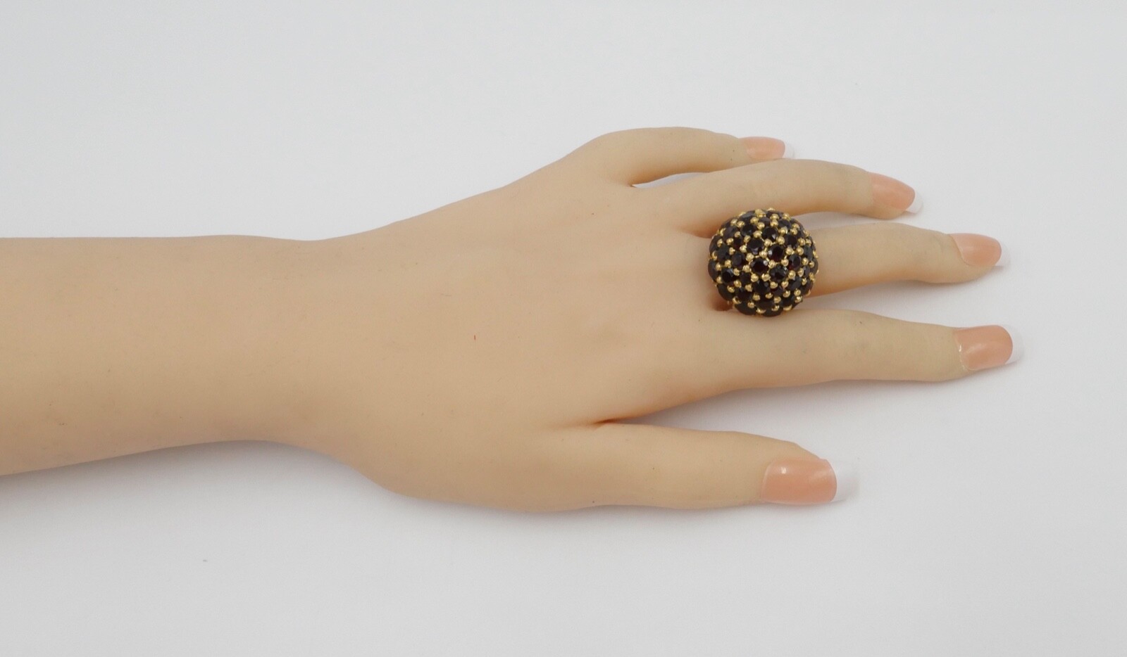 Extravagant solid ladies garnet gold ring 750/18K… - image 9