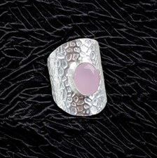 Rose Chalcedony Gemstone Handmade 925 Sterling Silver Designer Jewelry Ring Gift