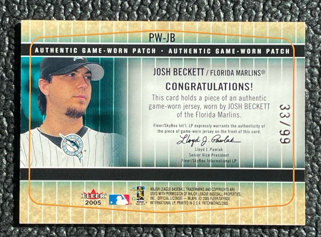 🔥JOSH BECKETT 2004 FLEER PATCHWORKS GAME USED JERSEY PATCH MLB LOGOMAN /99!🔥 view 3