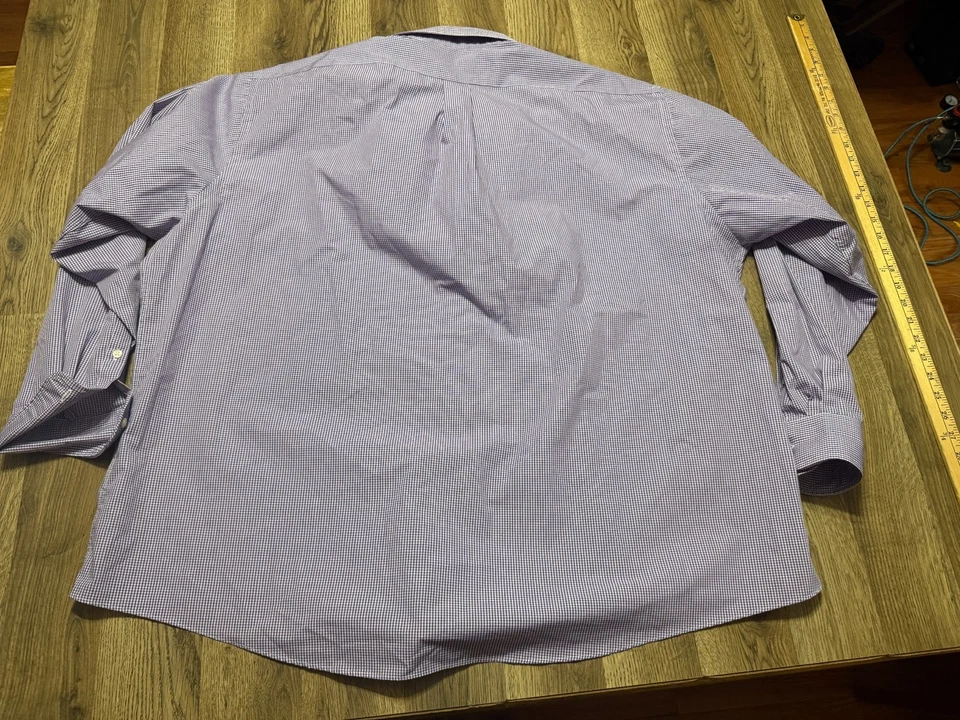 Van Heusen Shirt Mens 19.5-20, 36/37, 3XL, Button Up Purple White Regular Fit - Image 2 of 4